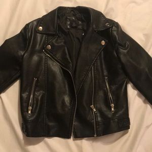 Vegan black leather girls jacket